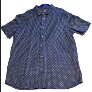 Men's Van Heusen Blue Foulard Print Button Up Untucked Size XLT Short Sleeve